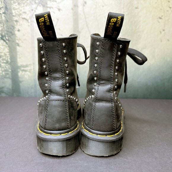 Dr Martens Gomez Combat Ankle Boots Black Moldova Leather Studded US 7 RARE - Picture 6 of 12